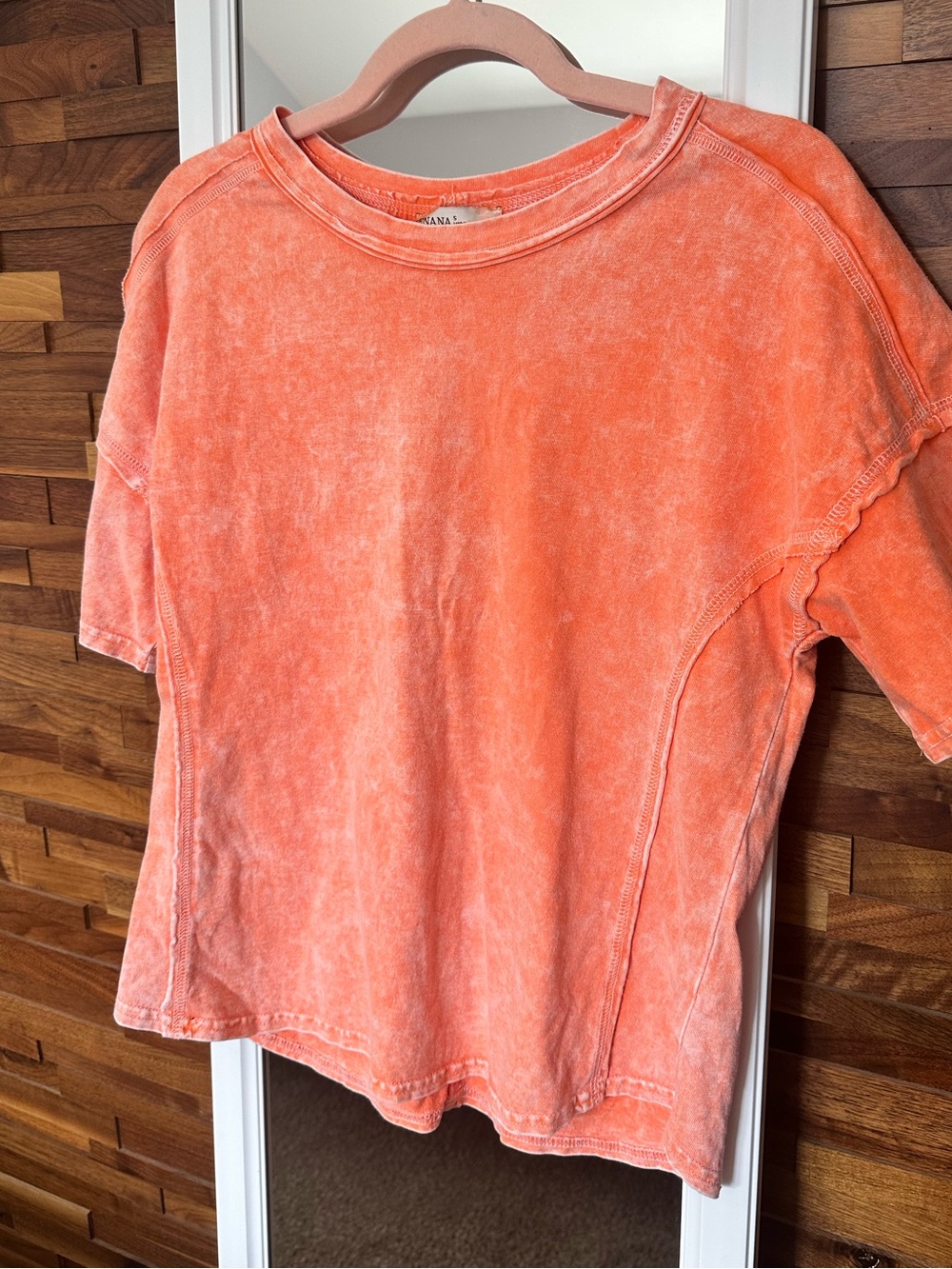 EUC🧡Zenana Halo Snow Washed Short Sleeve Tee & Shorts Set Small Orange - Picture 2 of 8